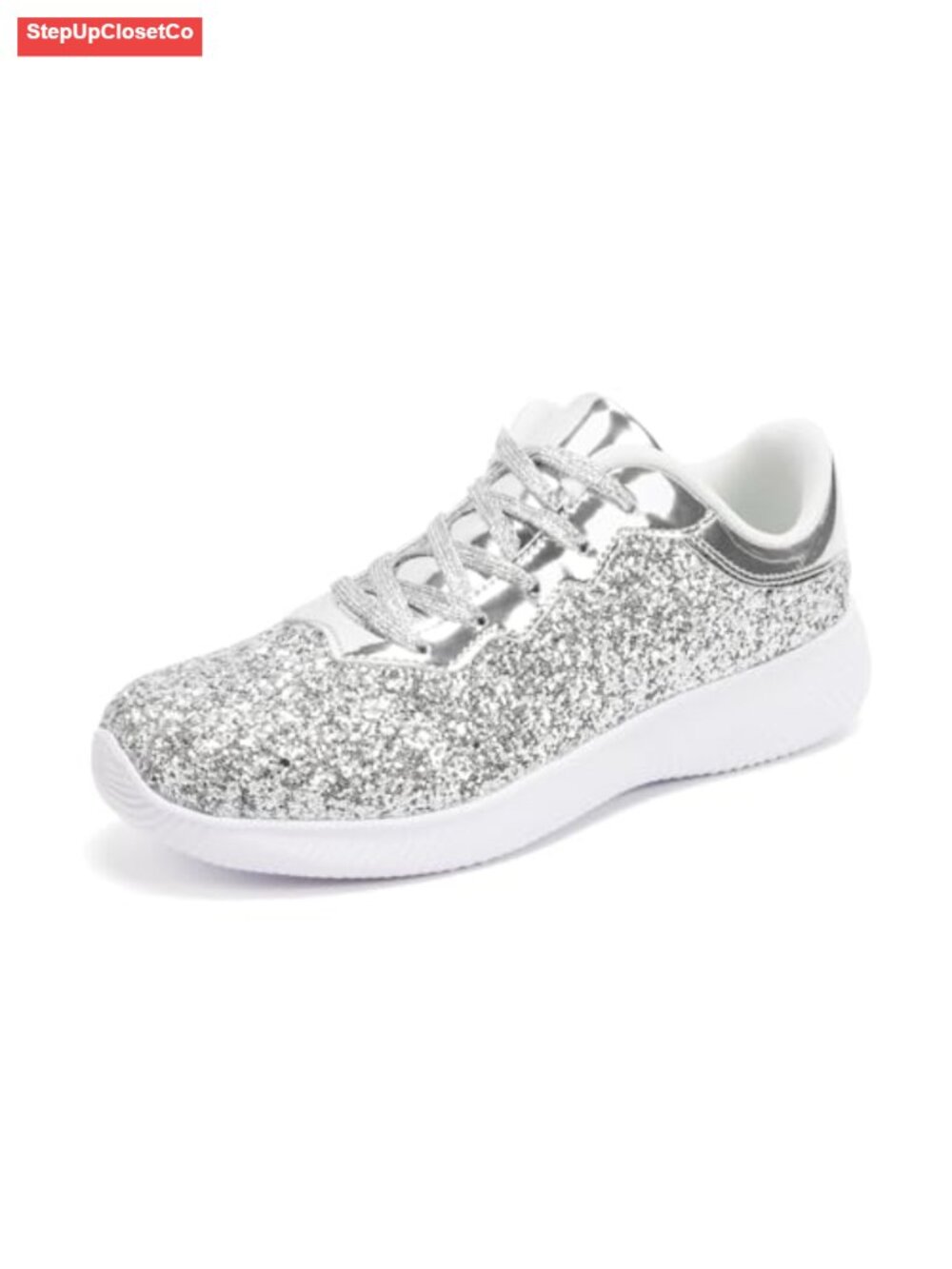 Women's Glitter Sneakers Lightweight Sequin Tennis Shoes Lace-Up Walking Shoes